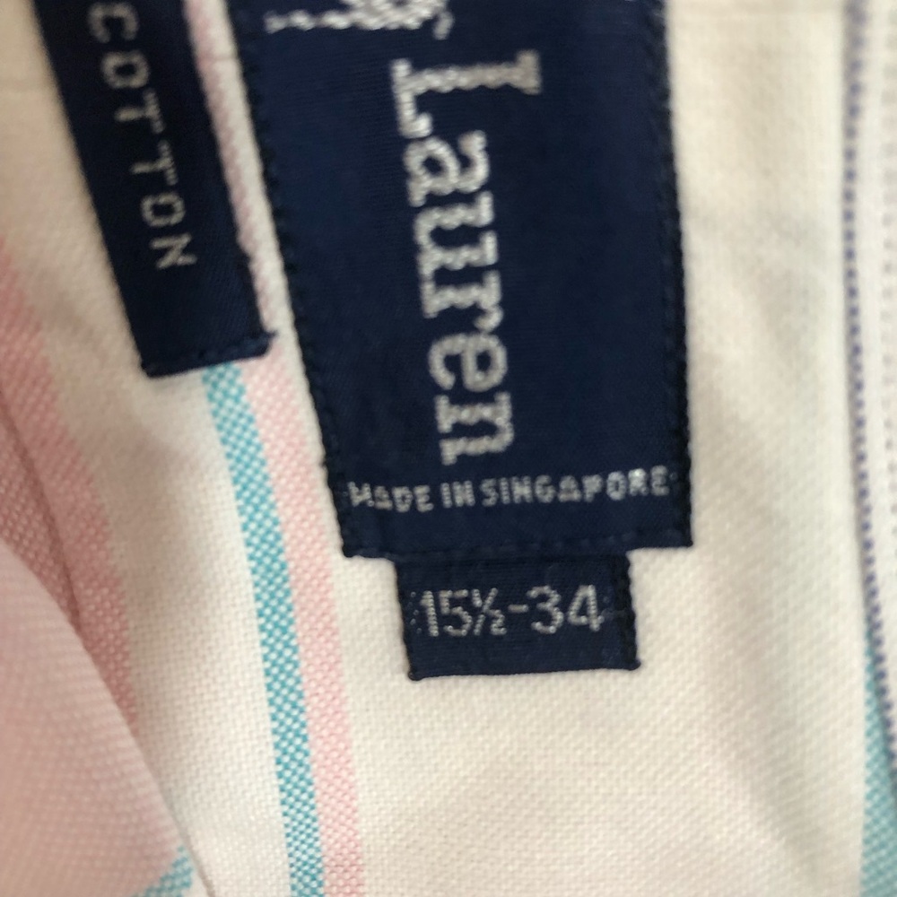 Ralph Lauren Pastel Pink, White oaxford & Light Blue Striped Button-Down Shirt - Picture 9 of 9